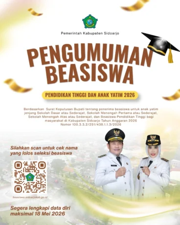 Pengumuman penerima Beasiswa Pemkab Sidoarjo